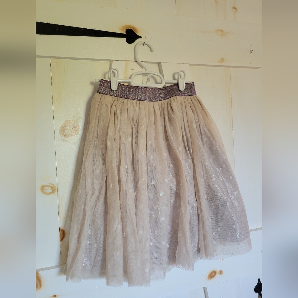 Boden kids Cream Skirt with Purple Waistband